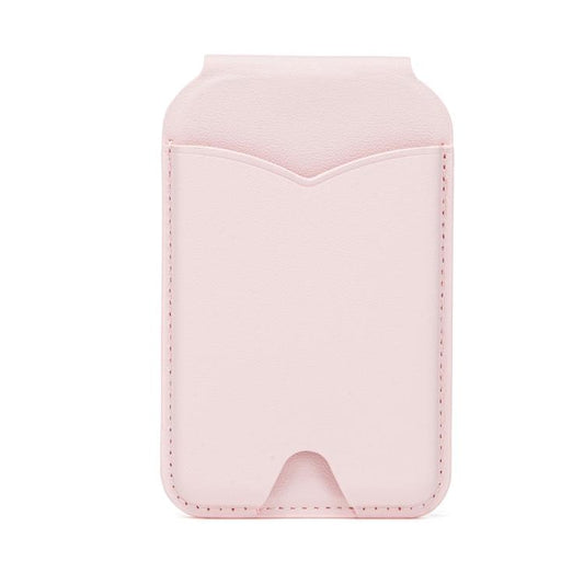 Hinge Mirror Phone Holder Leather Card Bag(Pink) - Adhesive Card Holders by buy2fix | Online Shopping UK | buy2fix
