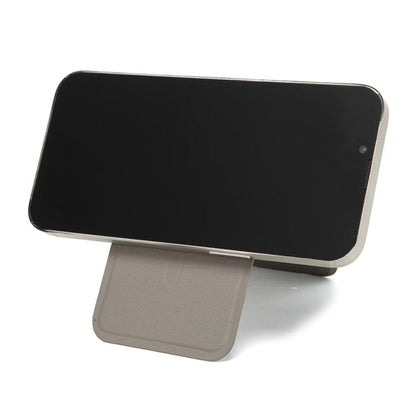 Hinge Mirror Phone Holder Leather Card Bag(Meteorite Grey) - Adhesive Card Holders by buy2fix | Online Shopping UK | buy2fix