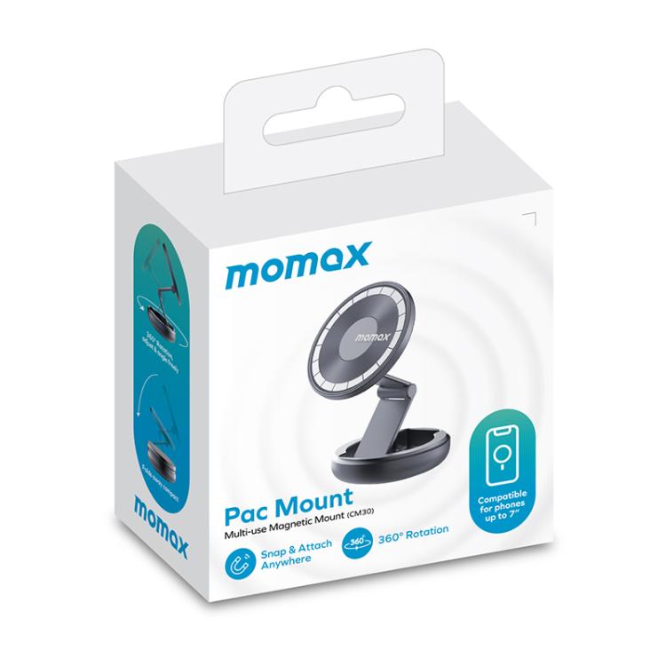 MOMAX CM30 Pac Mount Universal Transparent Magnetic Rotating Car Holder(Dark Grey) - Universal Car Holders by MOMAX | Online Shopping UK | buy2fix