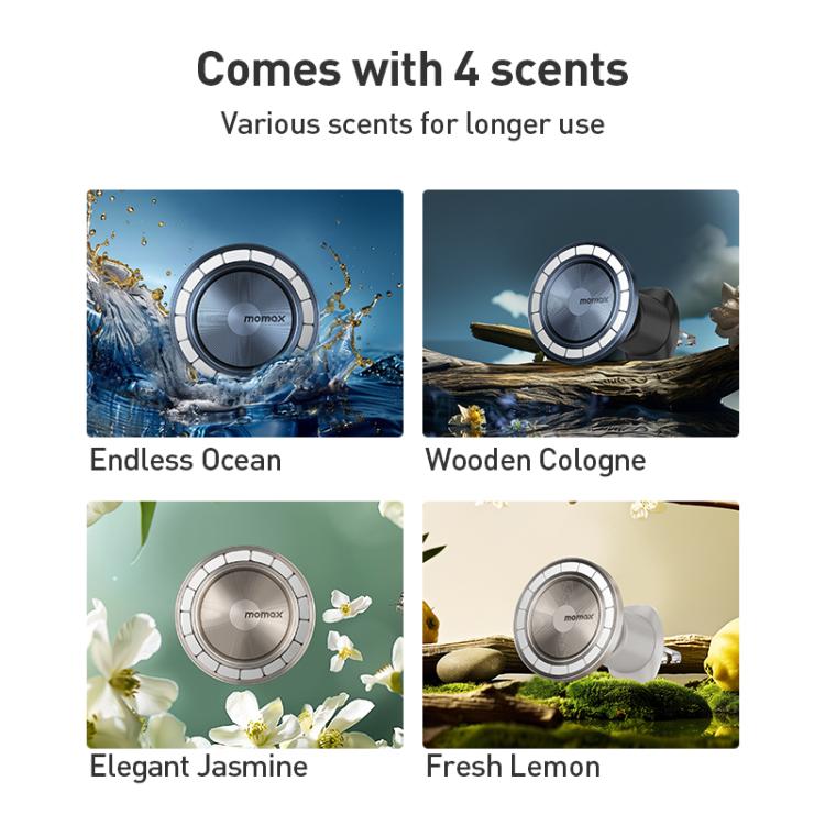 MOMAX CM35 1-Move Relaxaire Aluminum Alloy Magnetic Car Aromatherapy Holder(Dark Grey) - Universal Car Holders by MOMAX | Online Shopping UK | buy2fix