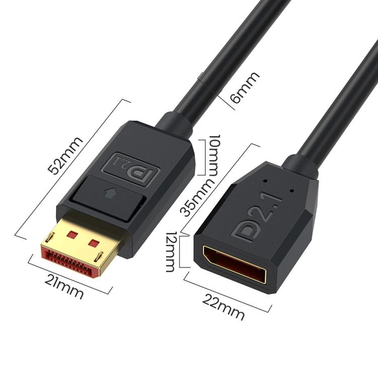 DP2.1 Male to DP2.1 Female Straight 52Gbps 16K 30Hz DisplayPort Extension Adapter Cable, Length: 15cm(Black) -  by buy2fix | Online Shopping UK | buy2fix