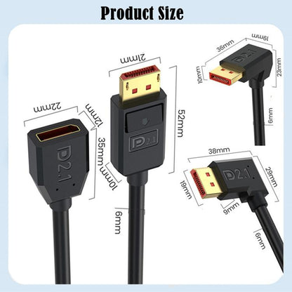 DP2.1 to DP2.1 Right Elbow 52Gbps 16K 30Hz DisplayPort Extension Adapter Cable, Length: 50cm(Black) -  by buy2fix | Online Shopping UK | buy2fix