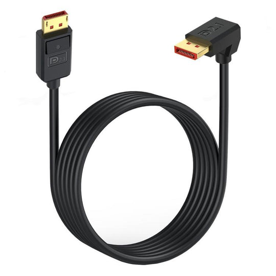 DP2.1 to DP2.1 Down Elbow 52Gbps 16K 30Hz DisplayPort Extension Adapter Cable, Length: 1.8m(Black)