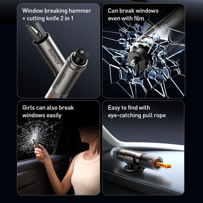 MOMAX CR11E 1-Move Portable 2 in 1 Car Seat Belt Cutter Emergency Safety Hammer(Grey) - Emergency Hammer by MOMAX | Online Shopping UK | buy2fix
