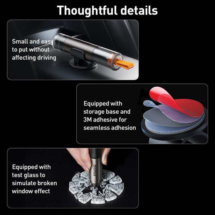 MOMAX CR11E 1-Move Portable 2 in 1 Car Seat Belt Cutter Emergency Safety Hammer(Grey) - Emergency Hammer by MOMAX | Online Shopping UK | buy2fix