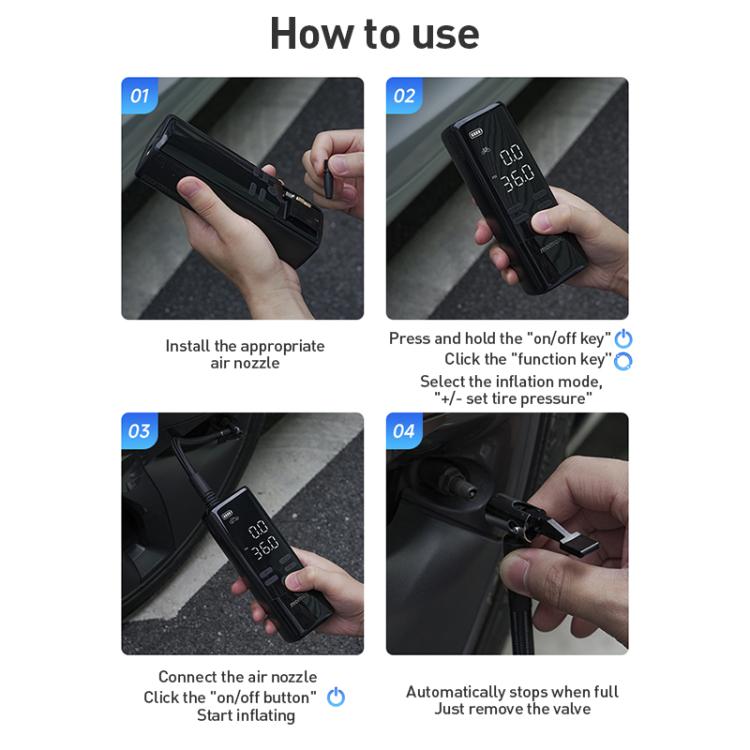 MOMAX CR16D 1-Move Support Car Digital Display Portable Smart Electric Wireless Air Pump(Black) - Inflatable Pump by MOMAX | Online Shopping UK | buy2fix