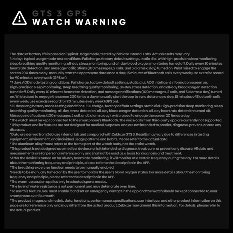 Zeblaze GTS 3 GPS 2.01 inch Screen Health & Fitness Smart Watch 3 ATM Waterproof(Space Gray) - Smart Watches by Zeblaze | Online Shopping UK | buy2fix