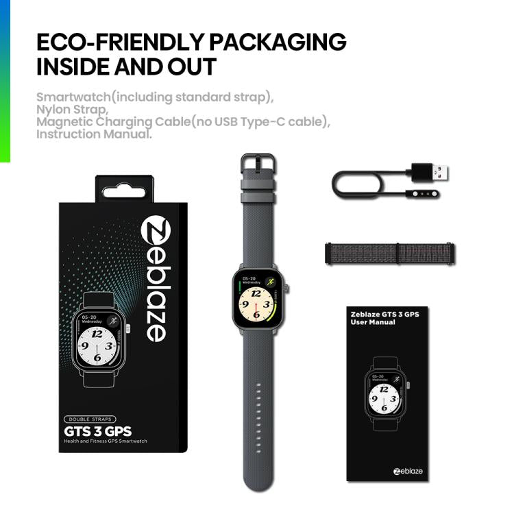 Zeblaze GTS 3 GPS 2.01 inch Screen Health & Fitness Smart Watch 3 ATM Waterproof(Space Gray) - Smart Watches by Zeblaze | Online Shopping UK | buy2fix