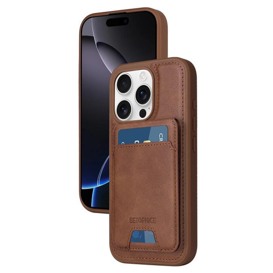 For iPhone 16 Pro BETOPNICE Vertical Flip Detachable MagSafe Wallet Phone Case(Brown) - iPhone 16 Pro Cases by BETOPNICE | Online Shopping UK | buy2fix