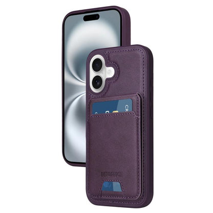 For iPhone 16 BETOPNICE Vertical Flip Detachable MagSafe Wallet Phone Case(Purple) - iPhone 16 Cases by BETOPNICE | Online Shopping UK | buy2fix
