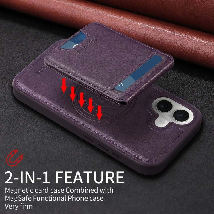 For iPhone 16 BETOPNICE Vertical Flip Detachable MagSafe Wallet Phone Case(Purple) - iPhone 16 Cases by BETOPNICE | Online Shopping UK | buy2fix