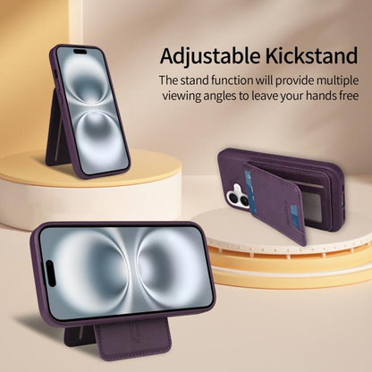 For iPhone 16 BETOPNICE Vertical Flip Detachable MagSafe Wallet Phone Case(Purple) - iPhone 16 Cases by BETOPNICE | Online Shopping UK | buy2fix