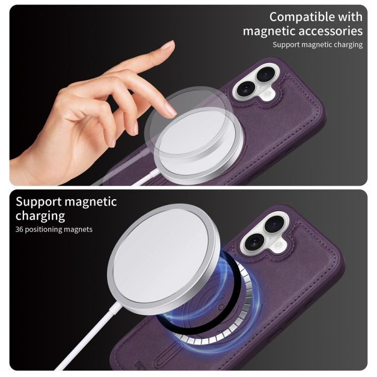 For iPhone 16 BETOPNICE Vertical Flip Detachable MagSafe Wallet Phone Case(Purple) - iPhone 16 Cases by BETOPNICE | Online Shopping UK | buy2fix