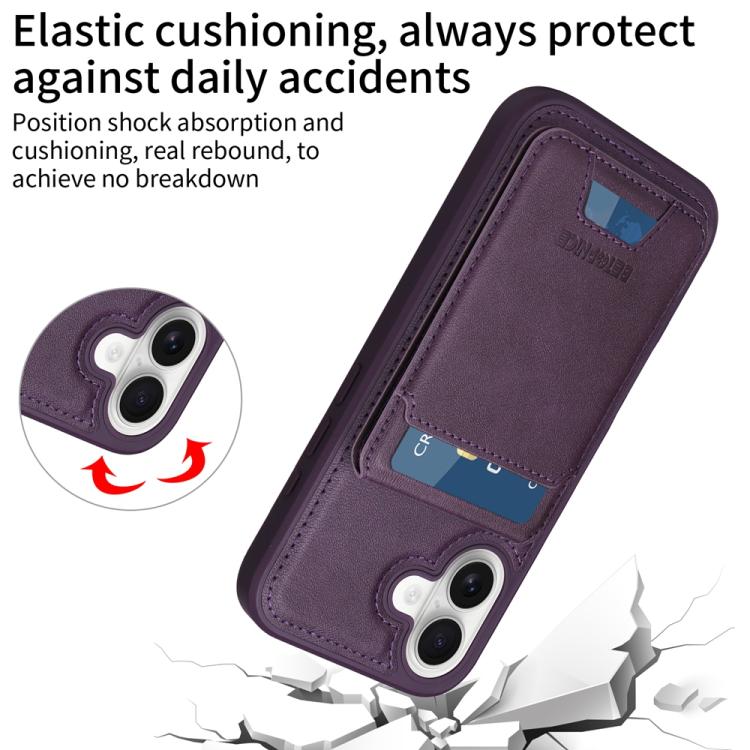 For iPhone 16 BETOPNICE Vertical Flip Detachable MagSafe Wallet Phone Case(Purple) - iPhone 16 Cases by BETOPNICE | Online Shopping UK | buy2fix