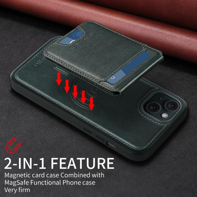 For iPhone 15 Plus BETOPNICE Vertical Flip Detachable MagSafe Wallet Phone Case(Green) - iPhone 15 Plus Cases by BETOPNICE | Online Shopping UK | buy2fix