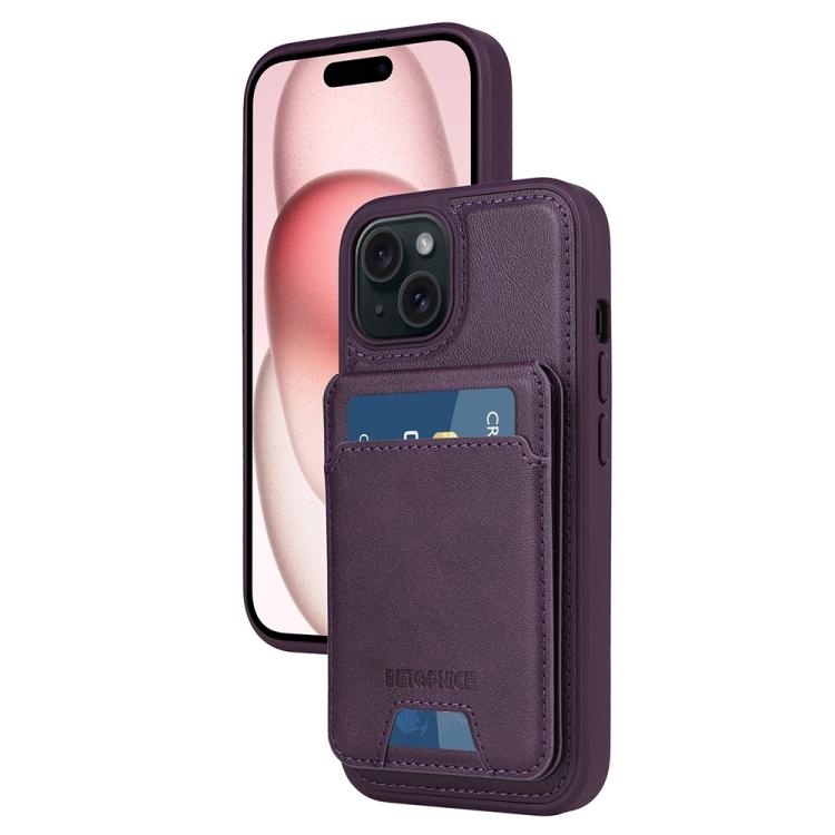 For iPhone 15 BETOPNICE Vertical Flip Detachable MagSafe Wallet Phone Case(Purple) - iPhone 15 Cases by BETOPNICE | Online Shopping UK | buy2fix