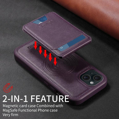 For iPhone 15 BETOPNICE Vertical Flip Detachable MagSafe Wallet Phone Case(Purple) - iPhone 15 Cases by BETOPNICE | Online Shopping UK | buy2fix