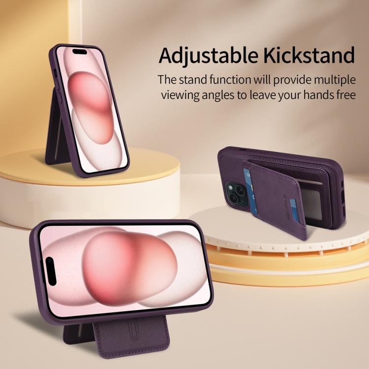 For iPhone 15 BETOPNICE Vertical Flip Detachable MagSafe Wallet Phone Case(Purple) - iPhone 15 Cases by BETOPNICE | Online Shopping UK | buy2fix