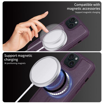 For iPhone 15 BETOPNICE Vertical Flip Detachable MagSafe Wallet Phone Case(Purple) - iPhone 15 Cases by BETOPNICE | Online Shopping UK | buy2fix