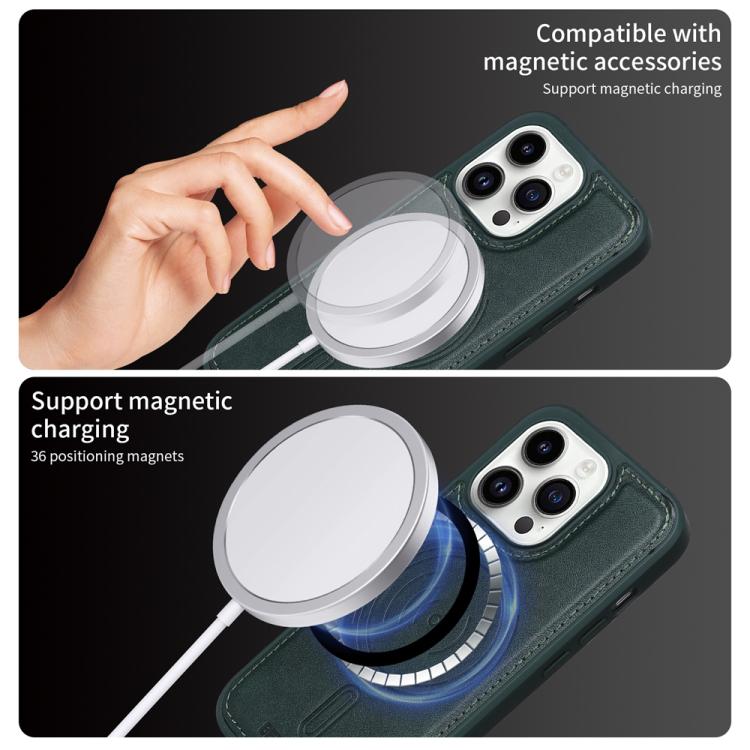 For iPhone 14 Pro BETOPNICE Vertical Flip Detachable MagSafe Wallet Phone Case(Green) - iPhone 14 Pro Cases by BETOPNICE | Online Shopping UK | buy2fix