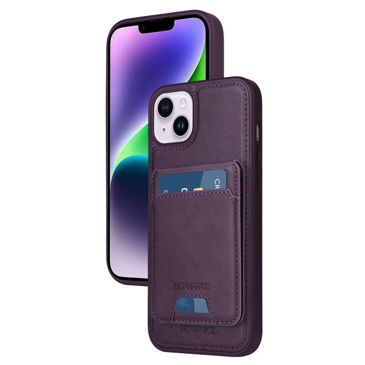 For iPhone 14 Plus BETOPNICE Vertical Flip Detachable MagSafe Wallet Phone Case(Purple) - iPhone 14 Plus Cases by BETOPNICE | Online Shopping UK | buy2fix