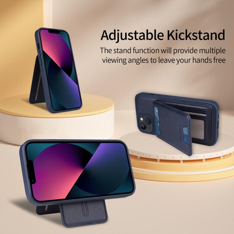 For iPhone 14 / 13 BETOPNICE Vertical Flip Detachable MagSafe Wallet Phone Case(Blue) - iPhone 14 Cases by BETOPNICE | Online Shopping UK | buy2fix
