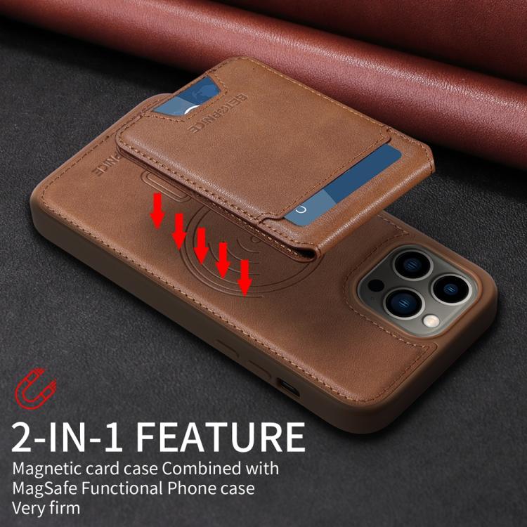 For iPhone 13 Pro Max BETOPNICE Vertical Flip Detachable MagSafe Wallet Phone Case(Brown) - iPhone 13 Pro Max Cases by BETOPNICE | Online Shopping UK | buy2fix