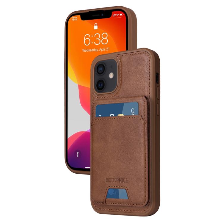 For iPhone 12 / 12 Pro BETOPNICE Vertical Flip Detachable MagSafe Wallet Phone Case(Brown) - iPhone 12 / 12 Pro Cases by BETOPNICE | Online Shopping UK | buy2fix