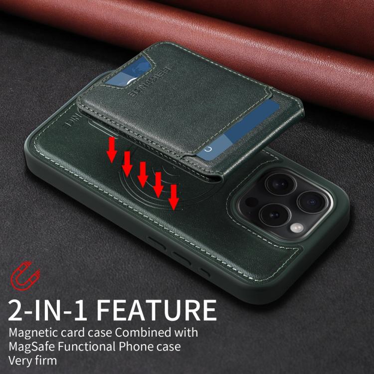 For iPhone 15 Pro BETOPNICE Vertical Flip Detachable MagSafe Wallet Phone Case(Green) - iPhone 15 Pro Cases by BETOPNICE | Online Shopping UK | buy2fix