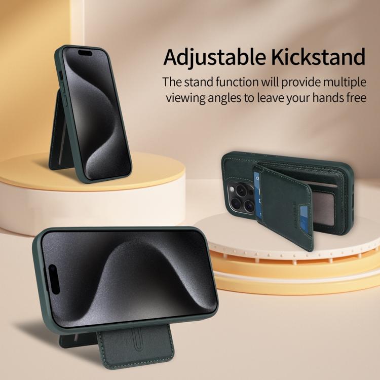 For iPhone 15 Pro BETOPNICE Vertical Flip Detachable MagSafe Wallet Phone Case(Green) - iPhone 15 Pro Cases by BETOPNICE | Online Shopping UK | buy2fix