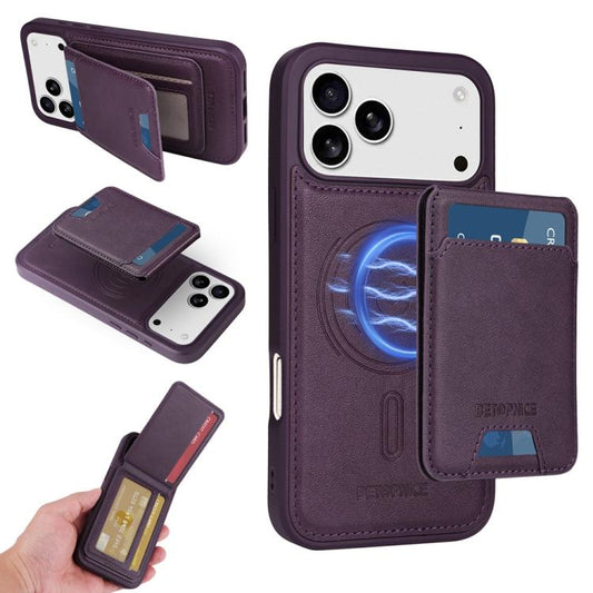 For iPhone 17 Pro Max BETOPNICE Vertical Flip Detachable MagSafe Wallet Phone Case(Purple) - iPhone 17 Pro Max Cases by BETOPNICE | Online Shopping UK | buy2fix