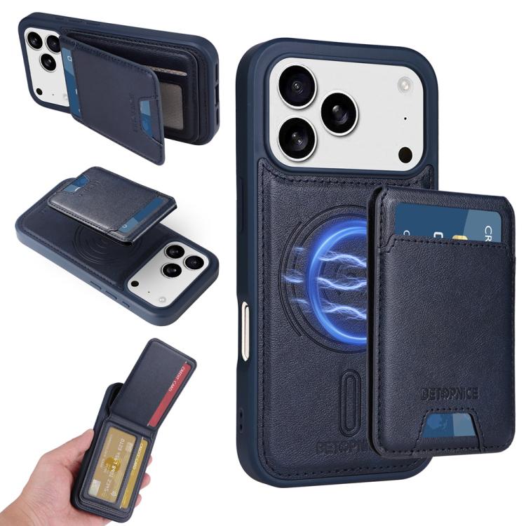 For iPhone 17 Pro BETOPNICE Vertical Flip Detachable MagSafe Wallet Phone Case(Blue) - iPhone 17 Pro Cases by BETOPNICE | Online Shopping UK | buy2fix