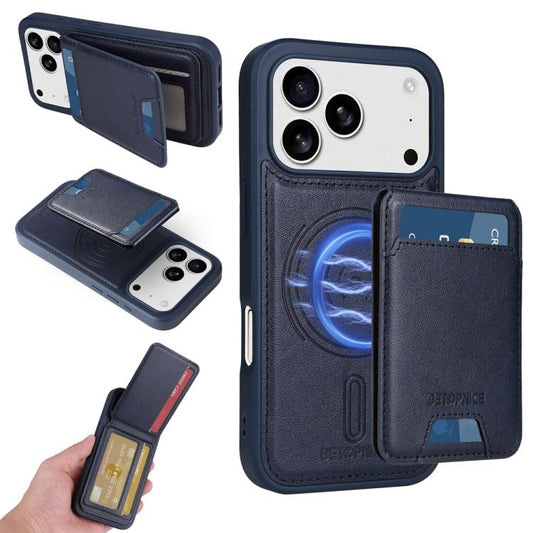 For iPhone 17 Pro BETOPNICE Vertical Flip Detachable MagSafe Wallet Phone Case(Blue) - iPhone 17 Pro Cases by BETOPNICE | Online Shopping UK | buy2fix