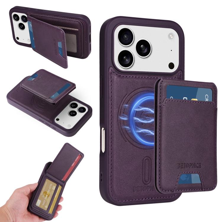 For iPhone 17 Pro BETOPNICE Vertical Flip Detachable MagSafe Wallet Phone Case(Purple) - iPhone 17 Pro Cases by BETOPNICE | Online Shopping UK | buy2fix
