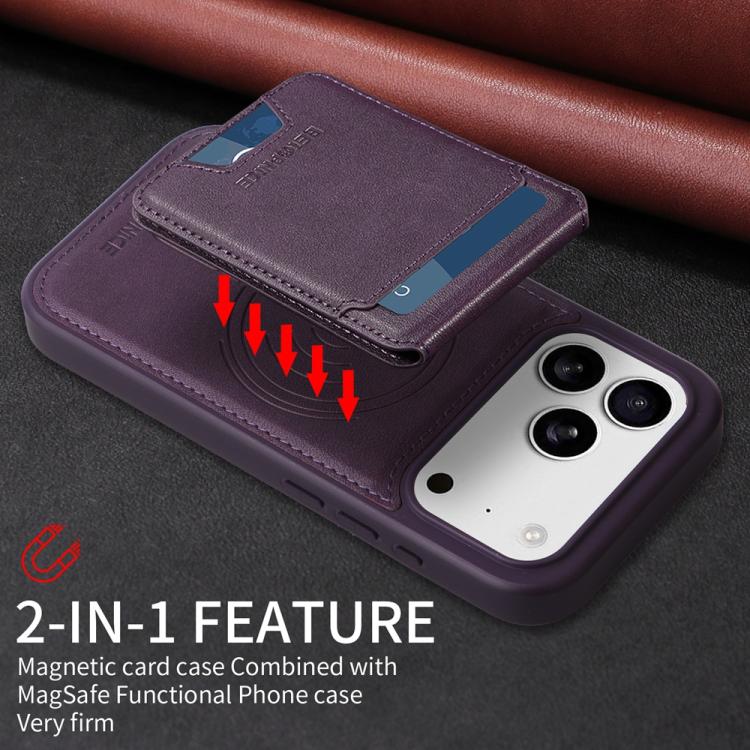 For iPhone 17 Pro BETOPNICE Vertical Flip Detachable MagSafe Wallet Phone Case(Purple) - iPhone 17 Pro Cases by BETOPNICE | Online Shopping UK | buy2fix
