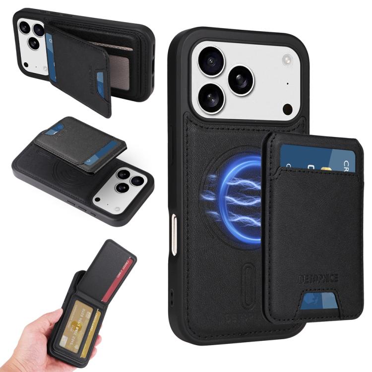 For iPhone 17 Pro BETOPNICE Vertical Flip Detachable MagSafe Wallet Phone Case(Black) - iPhone 17 Pro Cases by BETOPNICE | Online Shopping UK | buy2fix