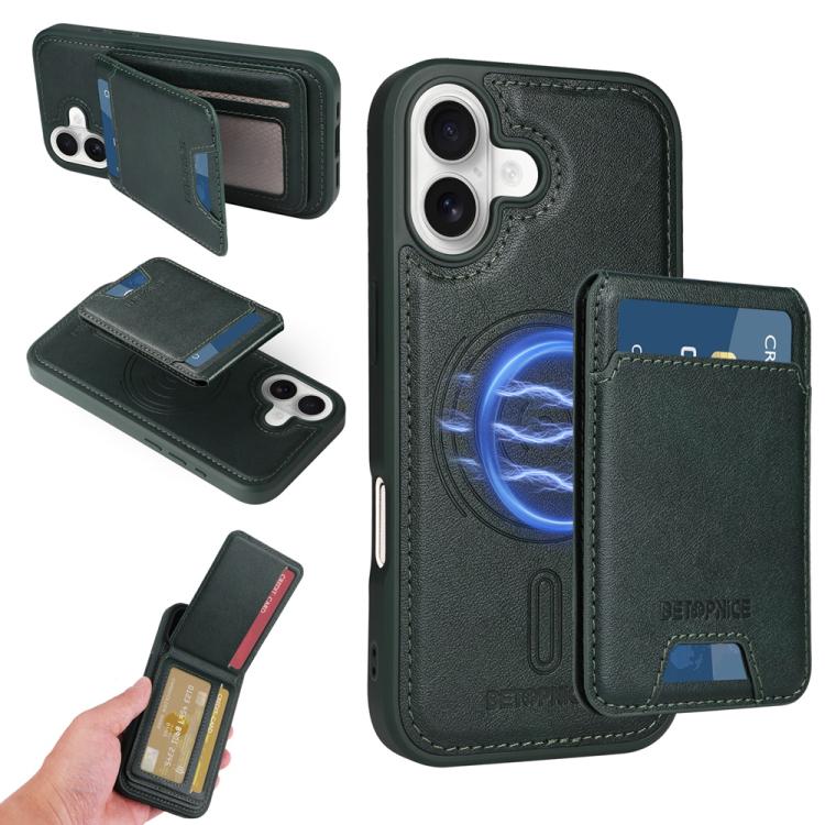 For iPhone 17 BETOPNICE Vertical Flip Detachable MagSafe Wallet Phone Case(Green) - iPhone 17 Cases by BETOPNICE | Online Shopping UK | buy2fix