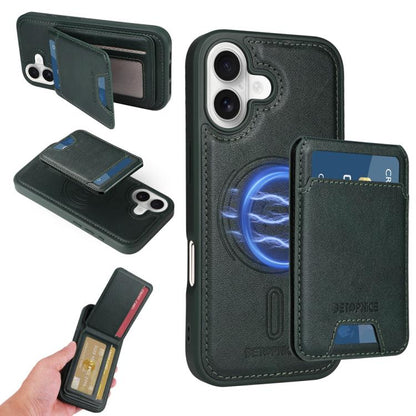 For iPhone 17 BETOPNICE Vertical Flip Detachable MagSafe Wallet Phone Case(Green) - iPhone 17 Cases by BETOPNICE | Online Shopping UK | buy2fix