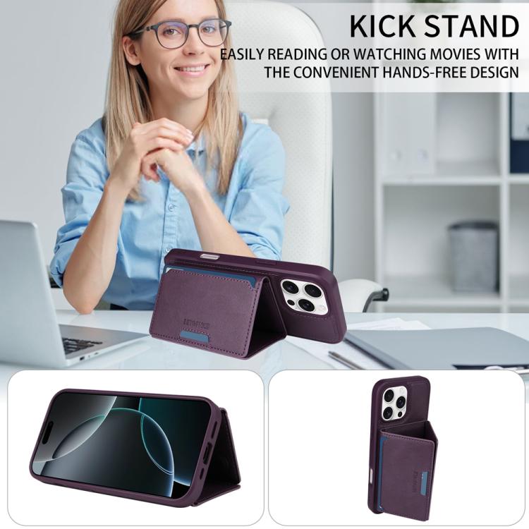 For iPhone 16 Pro Max BETOPNICE Horizontal Flip Detachable MagSafe Wallet Phone Case(Purple) - iPhone 16 Pro Max Cases by BETOPNICE | Online Shopping UK | buy2fix