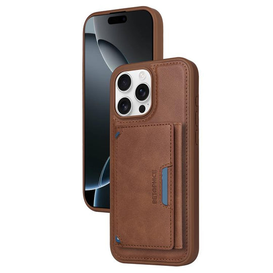 For iPhone 16 Pro Max BETOPNICE Horizontal Flip Detachable MagSafe Wallet Phone Case(Brown)