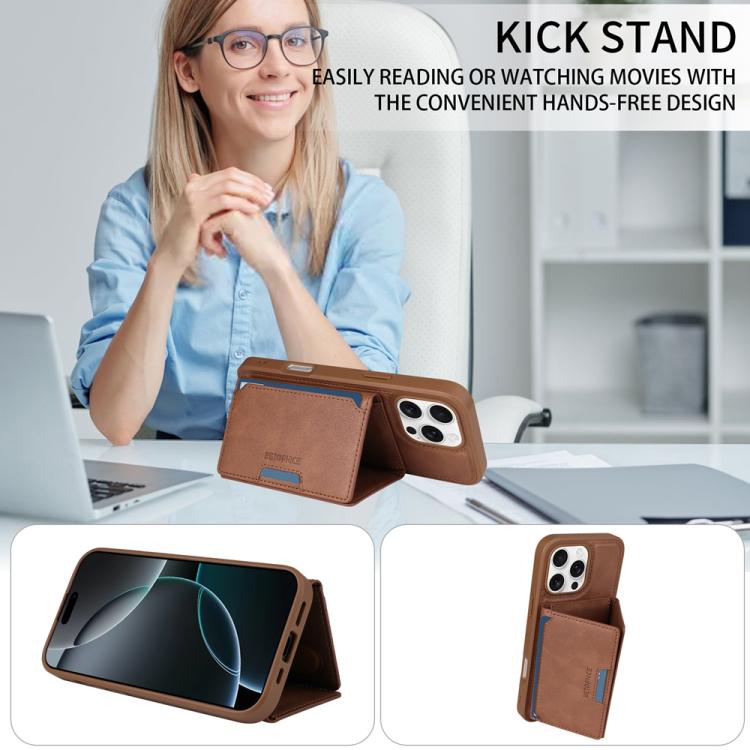 For iPhone 16 Pro Max BETOPNICE Horizontal Flip Detachable MagSafe Wallet Phone Case(Brown) - iPhone 16 Pro Max Cases by BETOPNICE | Online Shopping UK | buy2fix
