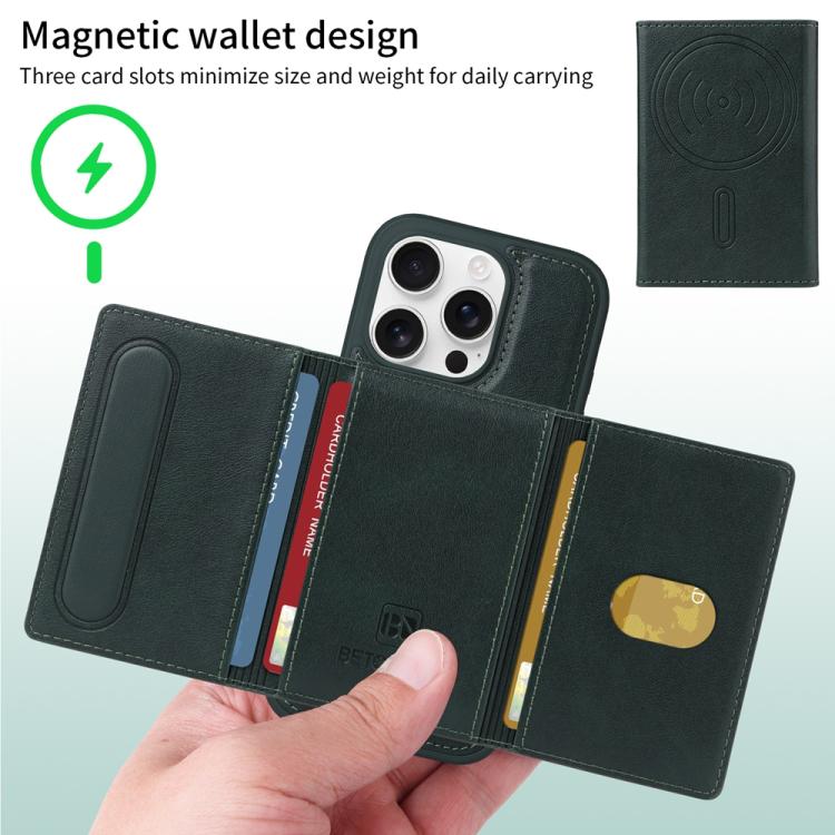 For iPhone 16 Pro BETOPNICE Horizontal Flip Detachable MagSafe Wallet Phone Case(Green) - iPhone 16 Pro Cases by BETOPNICE | Online Shopping UK | buy2fix