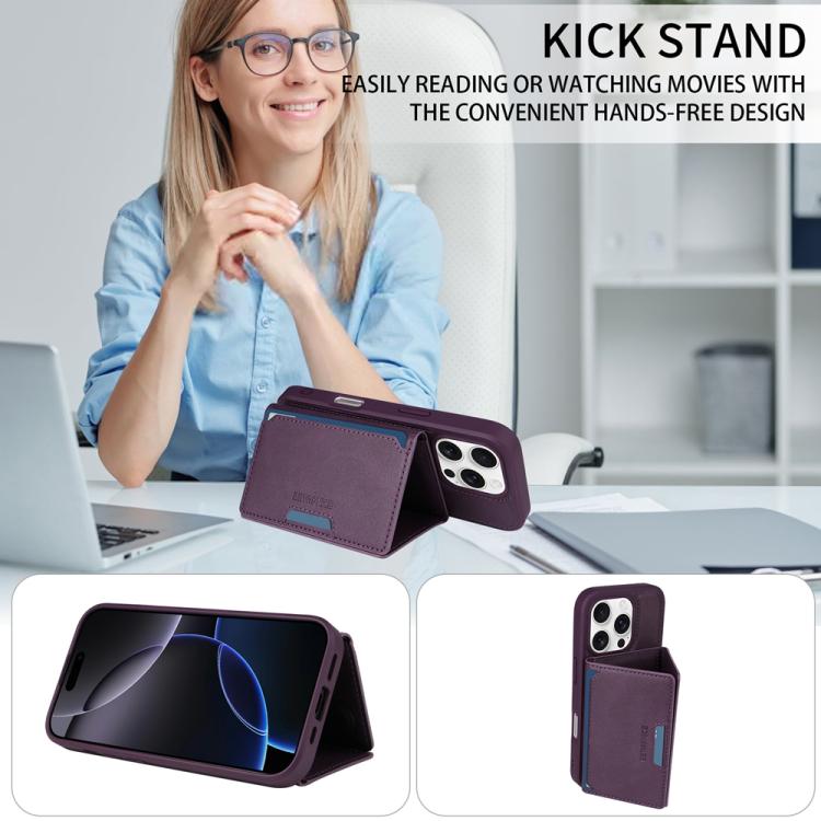 For iPhone 16 Pro BETOPNICE Horizontal Flip Detachable MagSafe Wallet Phone Case(Purple) - iPhone 16 Pro Cases by BETOPNICE | Online Shopping UK | buy2fix