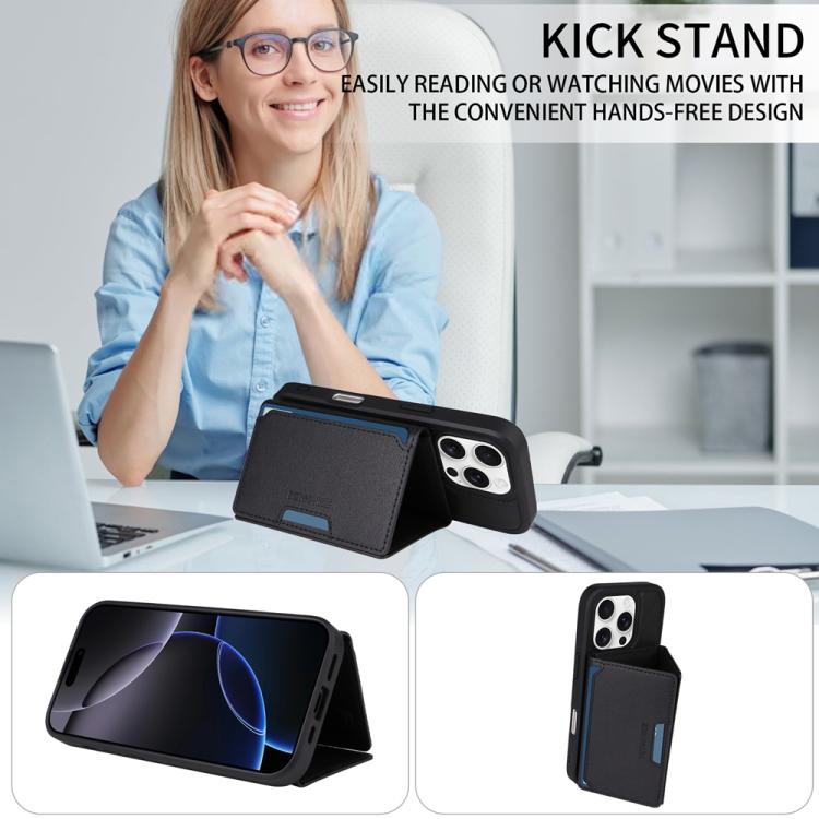 For iPhone 16 Pro BETOPNICE Horizontal Flip Detachable MagSafe Wallet Phone Case(Black) - iPhone 16 Pro Cases by BETOPNICE | Online Shopping UK | buy2fix