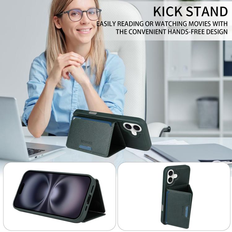 For iPhone 16 Plus BETOPNICE Horizontal Flip Detachable MagSafe Wallet Phone Case(Green) - iPhone 16 Plus Cases by BETOPNICE | Online Shopping UK | buy2fix