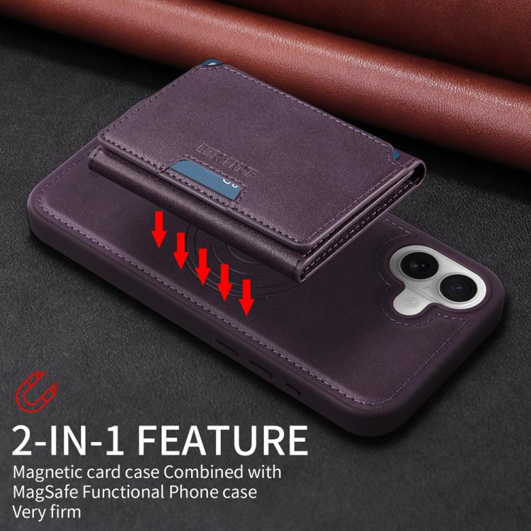 For iPhone 16 Plus BETOPNICE Horizontal Flip Detachable MagSafe Wallet Phone Case(Purple) - iPhone 16 Plus Cases by BETOPNICE | Online Shopping UK | buy2fix