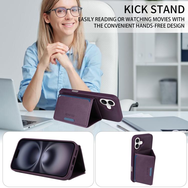 For iPhone 16 Plus BETOPNICE Horizontal Flip Detachable MagSafe Wallet Phone Case(Purple) - iPhone 16 Plus Cases by BETOPNICE | Online Shopping UK | buy2fix