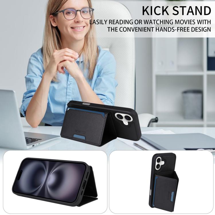 For iPhone 16 Plus BETOPNICE Horizontal Flip Detachable MagSafe Wallet Phone Case(Black) - iPhone 16 Plus Cases by BETOPNICE | Online Shopping UK | buy2fix