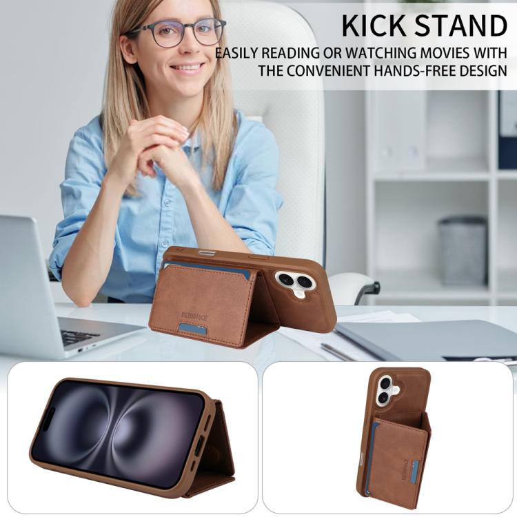 For iPhone 16 Plus BETOPNICE Horizontal Flip Detachable MagSafe Wallet Phone Case(Brown) - iPhone 16 Plus Cases by BETOPNICE | Online Shopping UK | buy2fix