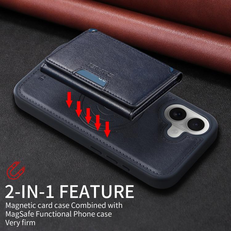 For iPhone 16 BETOPNICE Horizontal Flip Detachable MagSafe Wallet Phone Case(Blue) - iPhone 16 Cases by BETOPNICE | Online Shopping UK | buy2fix